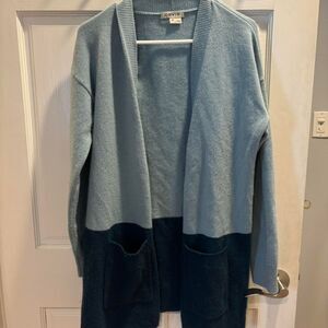Orvis Women's Blue 100% Cashmere Cardigan Size M Boho Coastal Grandmother